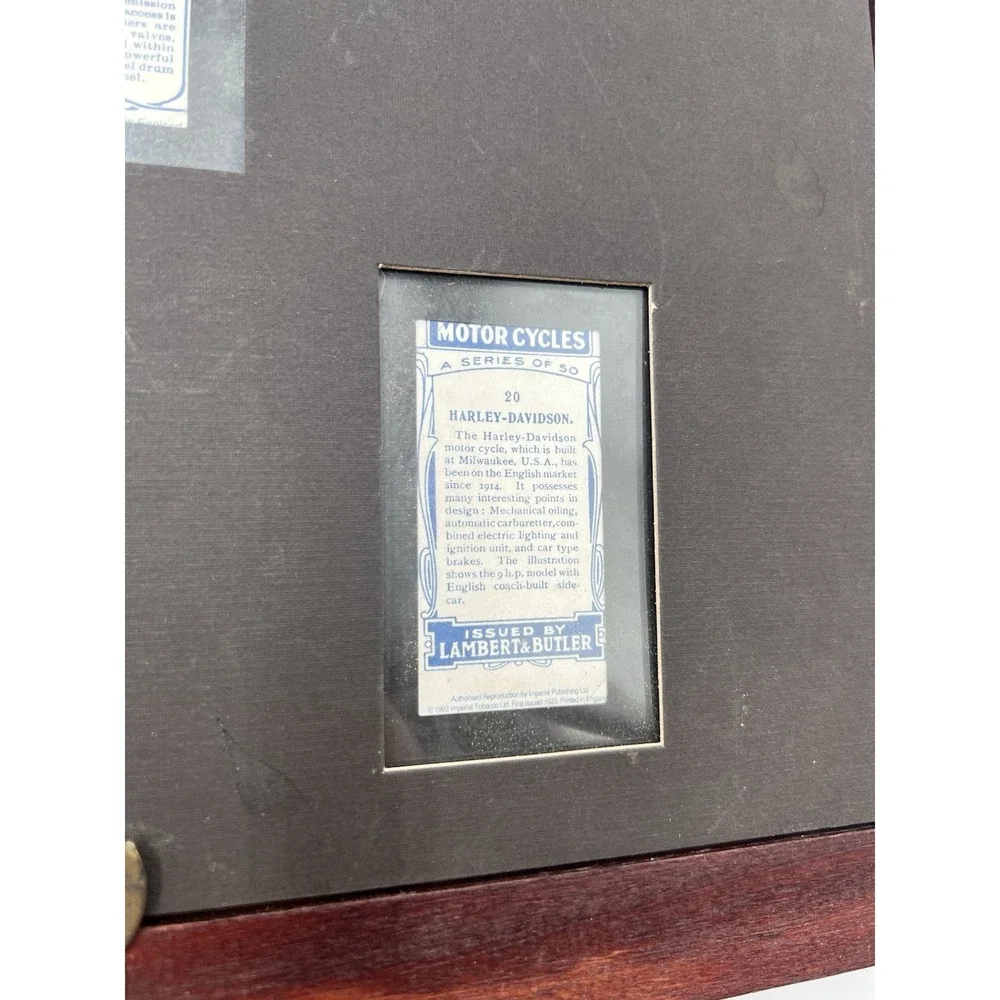Vintage Harley Davidson Early Tobacco Card Framed Display 99400-94V‎